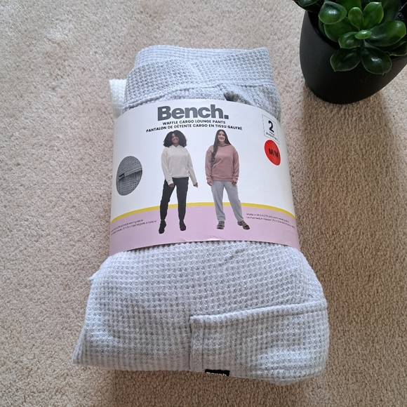 New! Bench Waffle Cargo Lounge Pants 2 Pack Women's Medium Grey Cream Casual - Picture 1 of 13